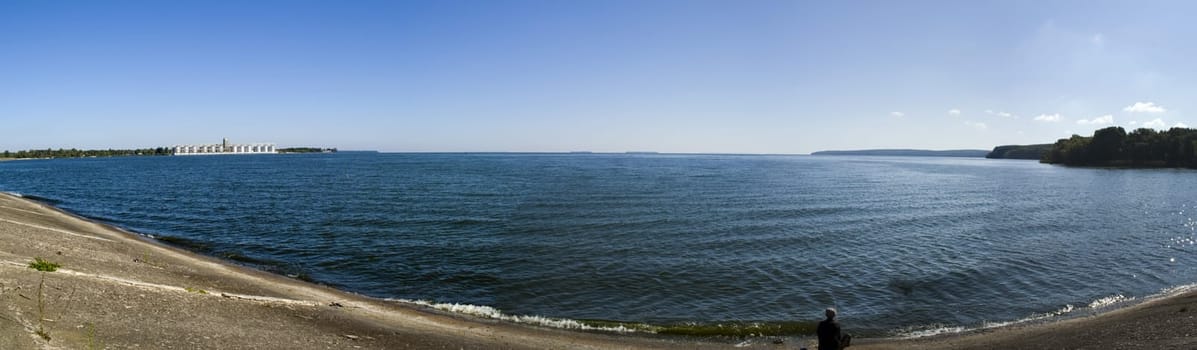 A water-nariliche reservoir near the Chyhyryn nuclear power plant. The river Dnipro.