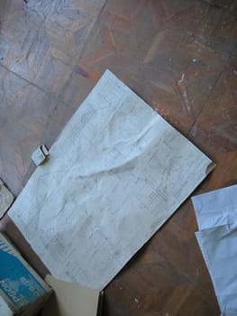 Old paper archives of an abandoned power plant. old unnecessary paper.