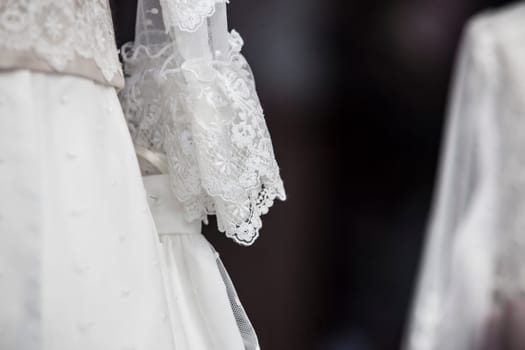 First Communion dress for girls. Selective focus