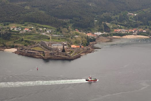 Aerial view of a estuary of northwestern coast of Spain