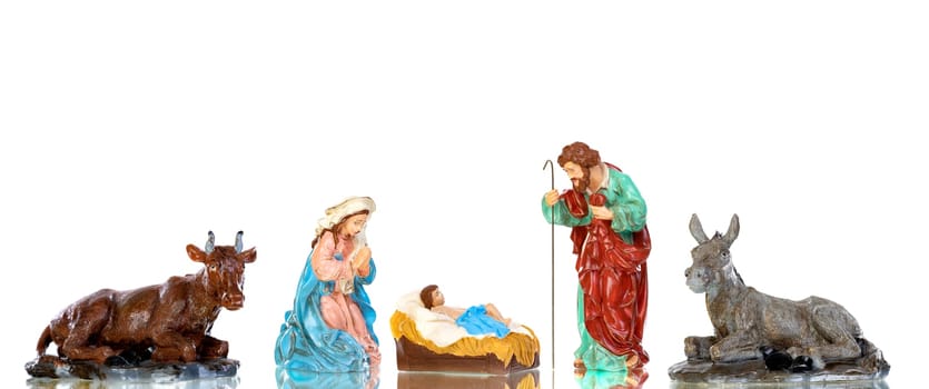 Belen with the child Jesus on a white background