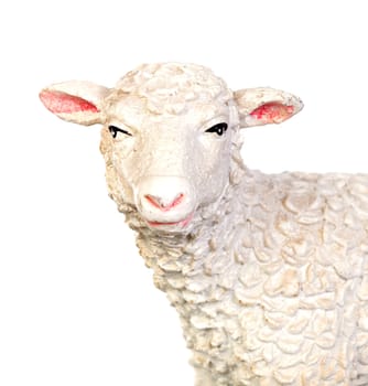 Figure of a sheep for the Nativity Potal isolated on a white background