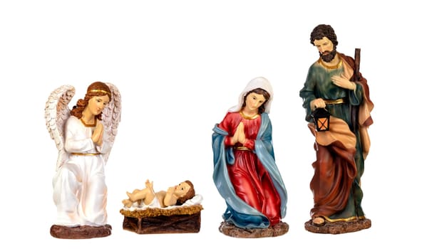 Scene of the nativity isolated on a white background