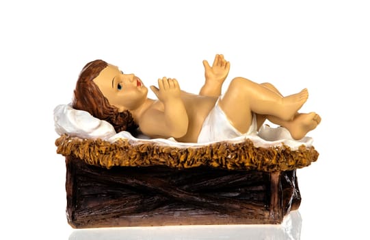 Baby Jesus Christmas rustic isolated on a white background