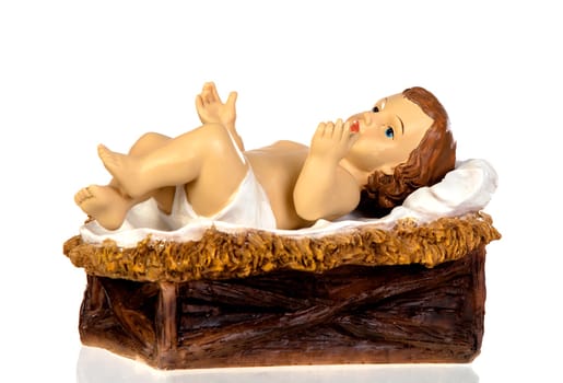 Baby Jesus Christmas rustic isolated on a white background