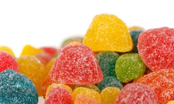 Colorful jelly beans isolated on a white background