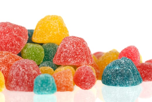 Colorful jelly beans isolated on a white background