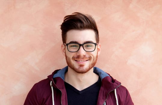 Cool handsome guy with beard and glasses