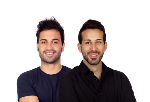Two handsome black men isolated on a white backgroung