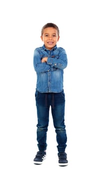 Full portrait of a beautiful child isolated on a white background