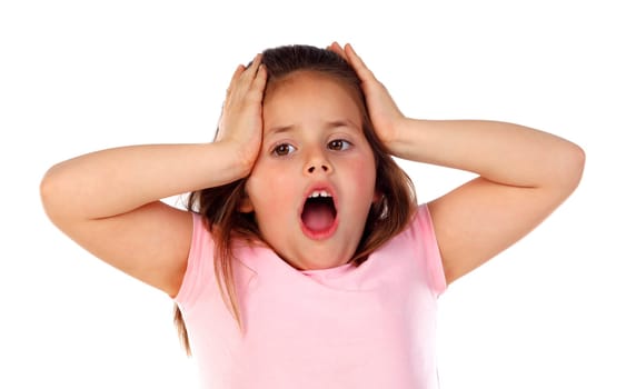Amazed small girl isolated on a white background