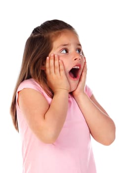 Amazed small girl isolated on a white background