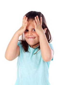 Amazed small girl isolated on a white background