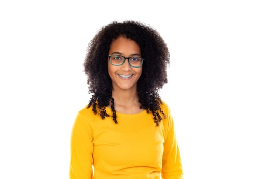 Adorable teenage doing gestures isolated on a white background