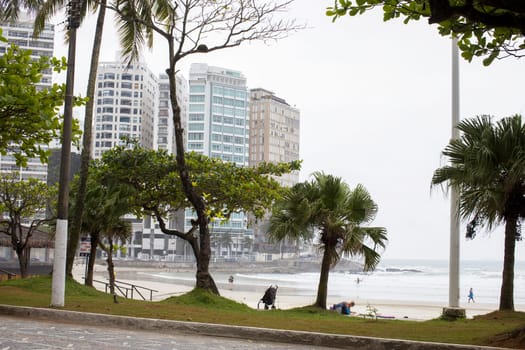 city Guaruja Brazil seacost view sea trees