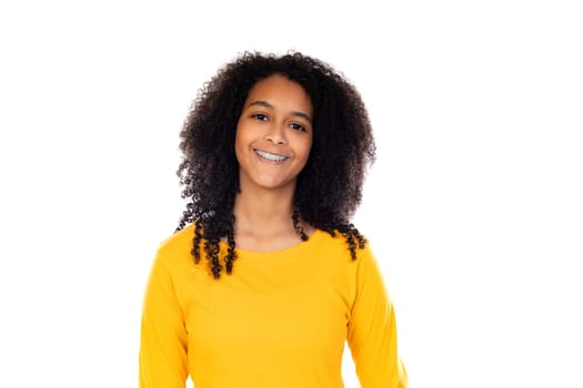 Adorable teenage doing gestures isolated on a white background