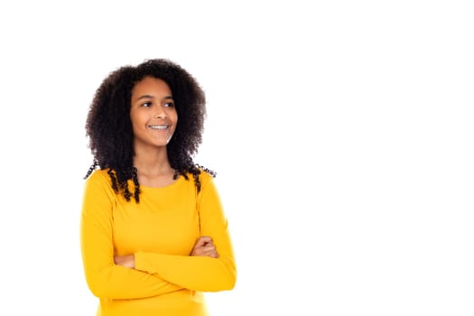 Adorable teenage doing gestures isolated on a white background