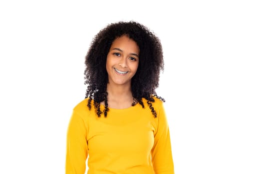 Adorable teenage doing gestures isolated on a white background