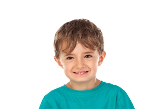 Cute child with four years old isolated on a white background