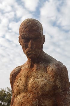Silhouette of a human statue of granite stone