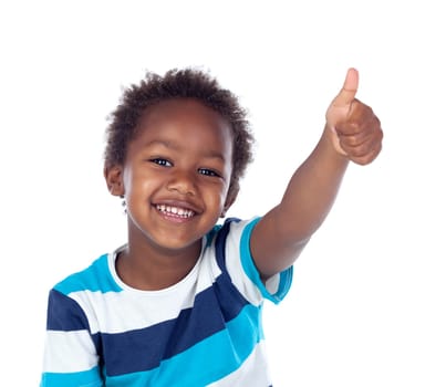 African child saying Ok isolated on white background