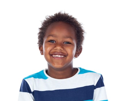 African child laughing isolated on white background