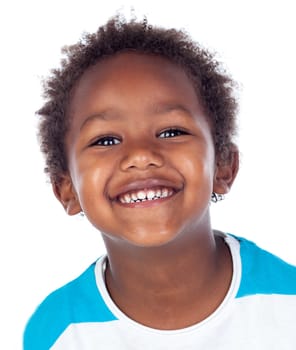 African child laughing isolated on white background
