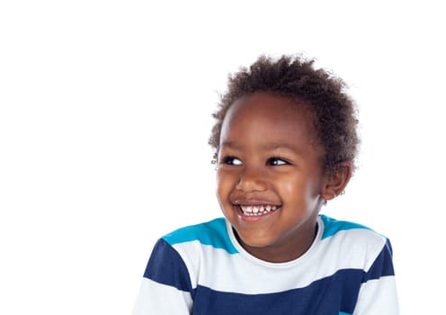 African child laughing isolated on white background