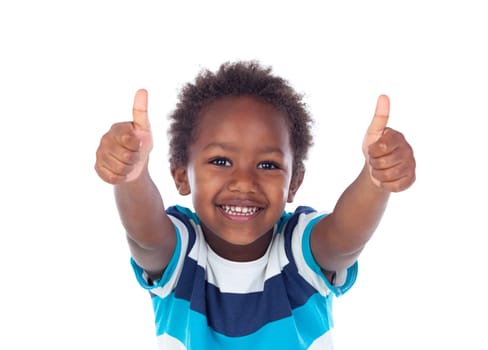 African child saying Ok isolated on white background