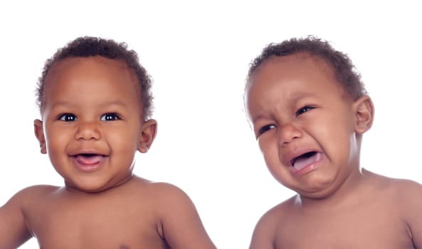 African twins babies isolated on a white background