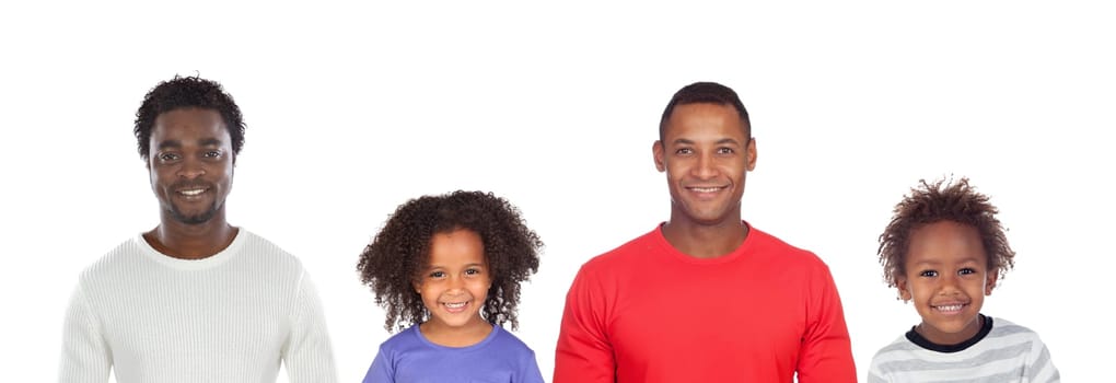 Happy family isolated on a white background