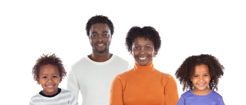 Beautiful Afroamerican family isolated on a white background