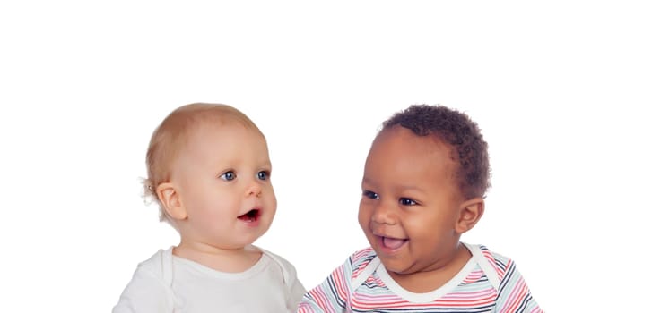 Cute babies isolated on a white background