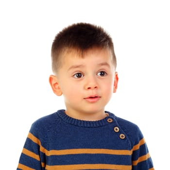 Funny small child isolated on a white background