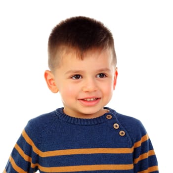 Funny small child isolated on a white background