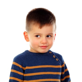 Funny small child isolated on a white background