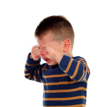 Cute baby crying isolated on a white background
