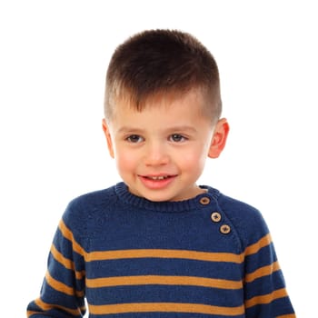 Funny small child isolated on a white background