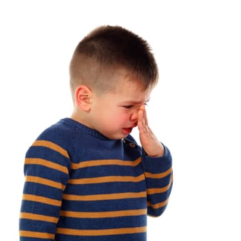 Cute baby crying isolated on a white background