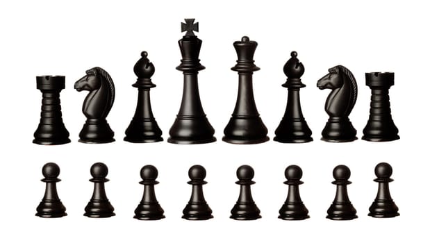 Black chess figures isolated on a white background
