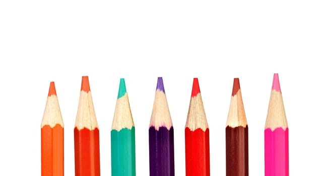 Crayon colored pencils isolated on a white background