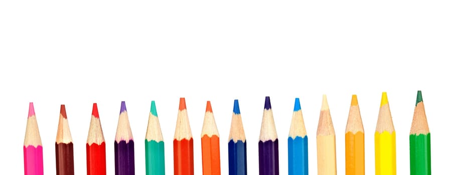 Crayon colored pencils isolated on a white background