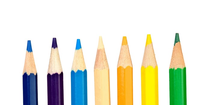 Crayon colored pencils isolated on a white background