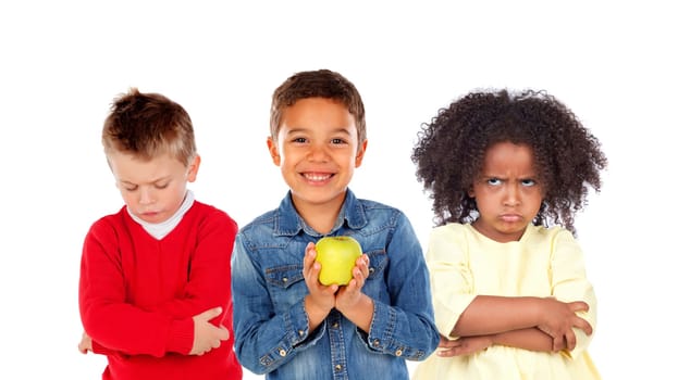 Children expressing emotions isolated on a white background