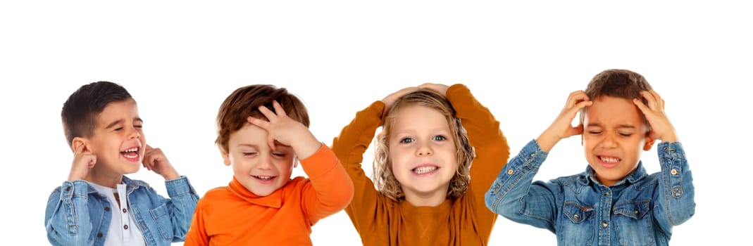Surprised children isolated on a white background