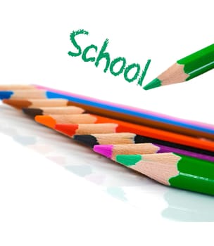 Colored pencils for back to school isolated on a white background