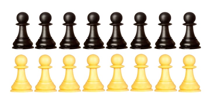 Pawns teams isolated on a white background