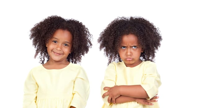 Playful african twins isolated on a white background