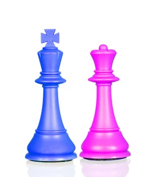 Color chess pieces on a white background