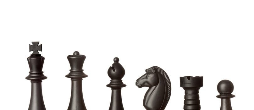Black chess figures isolated on a white background